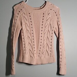 lucky brand sweater women's size xs x-small pink peekaboo knit barbiecore boho